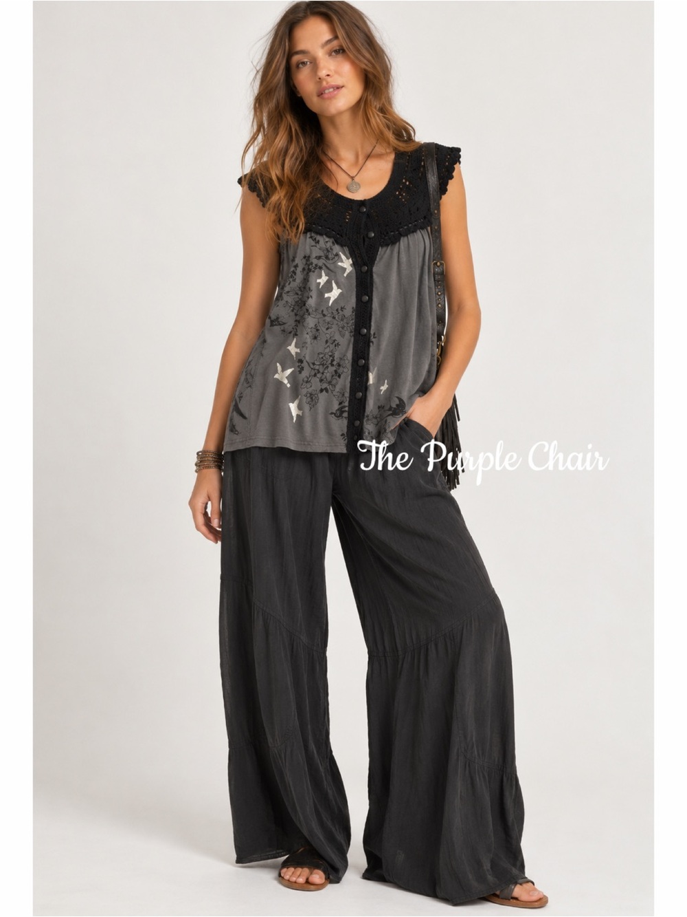 FREE PEOPLE Vintage Y2K Knit Crochet Sleeveless Button Front Top S